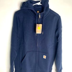 Carhartt Womens Relaxed Fit Midweight Full Zip Hoodie Sweatshirt Navy 102788